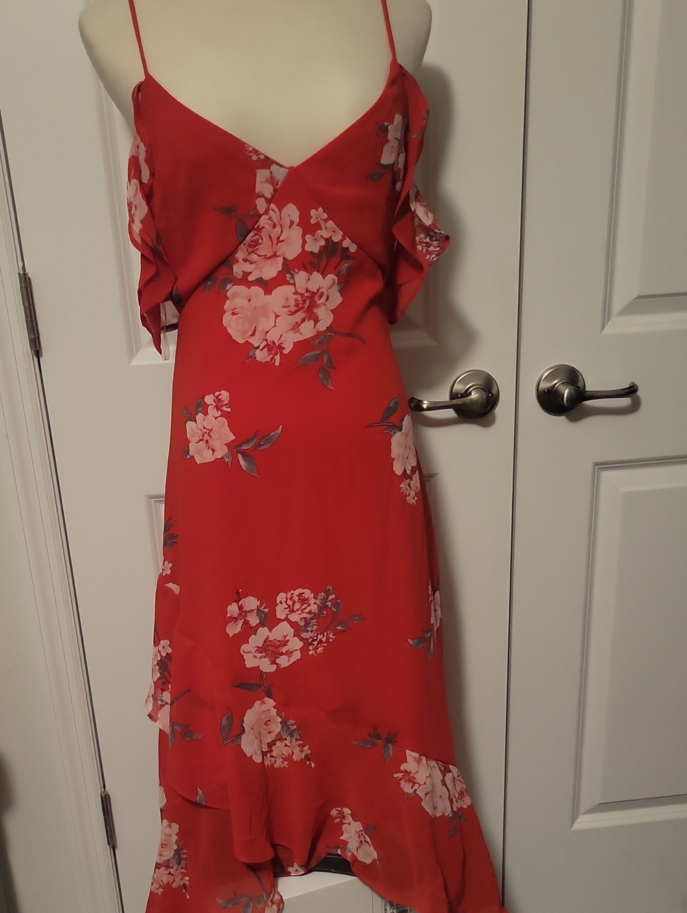 Speechless Red Floral Maxi Dress with Pink Blossoms